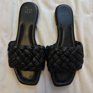 a new day Black Braided Slide Sandals